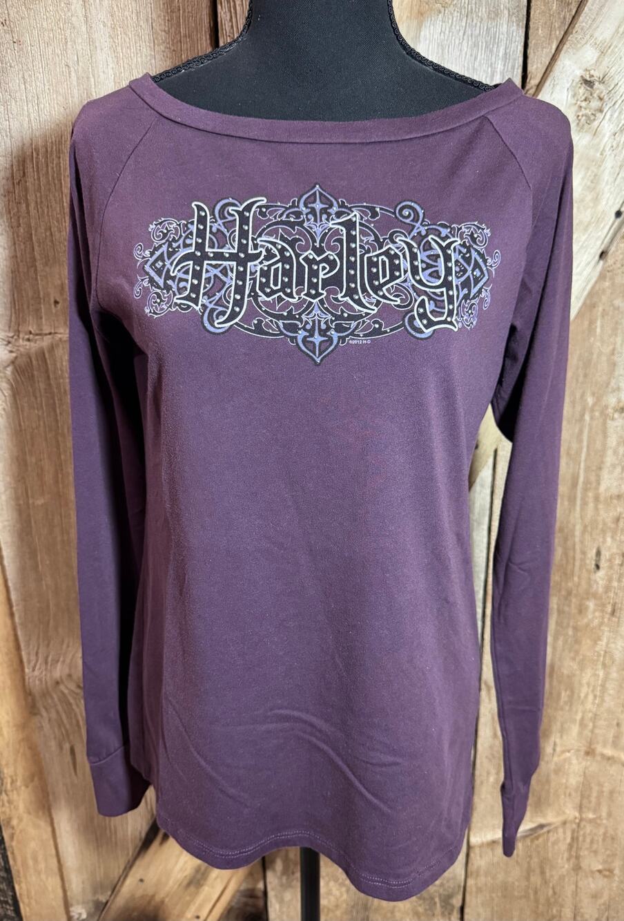 Harley Davidson Long Sleeve Studded T Shirt Women’s XL Powder Keg Mason Ohio